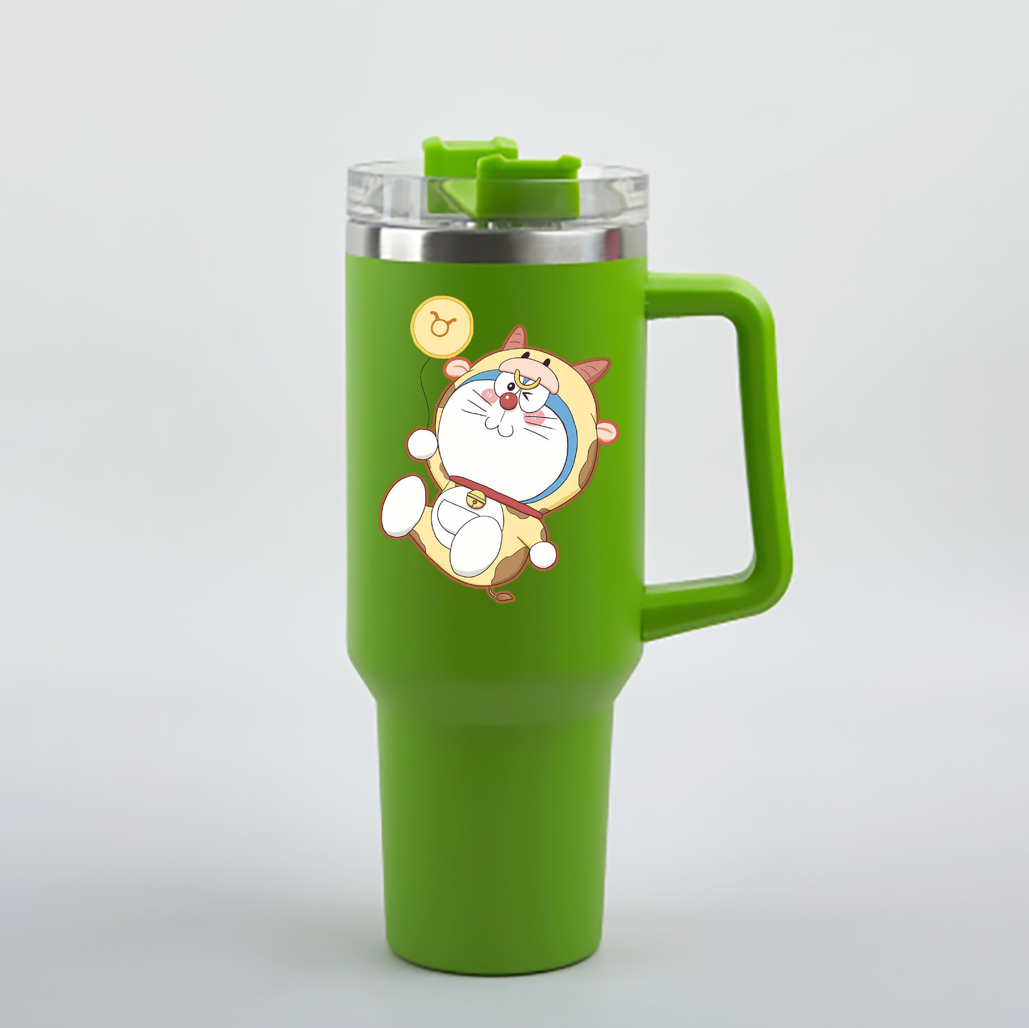 （画像用） ドラえもん Doraemon 1200mL車用タンブラー - クリスタルステッカー（プラスチックストロー付き）